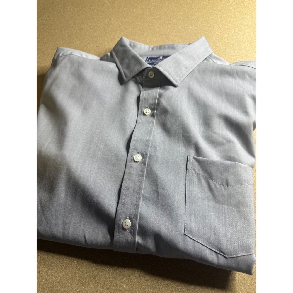 Wool & Prince Men XXL Regular Fit 100% Wool Button Down Shirt Light Blue Gray